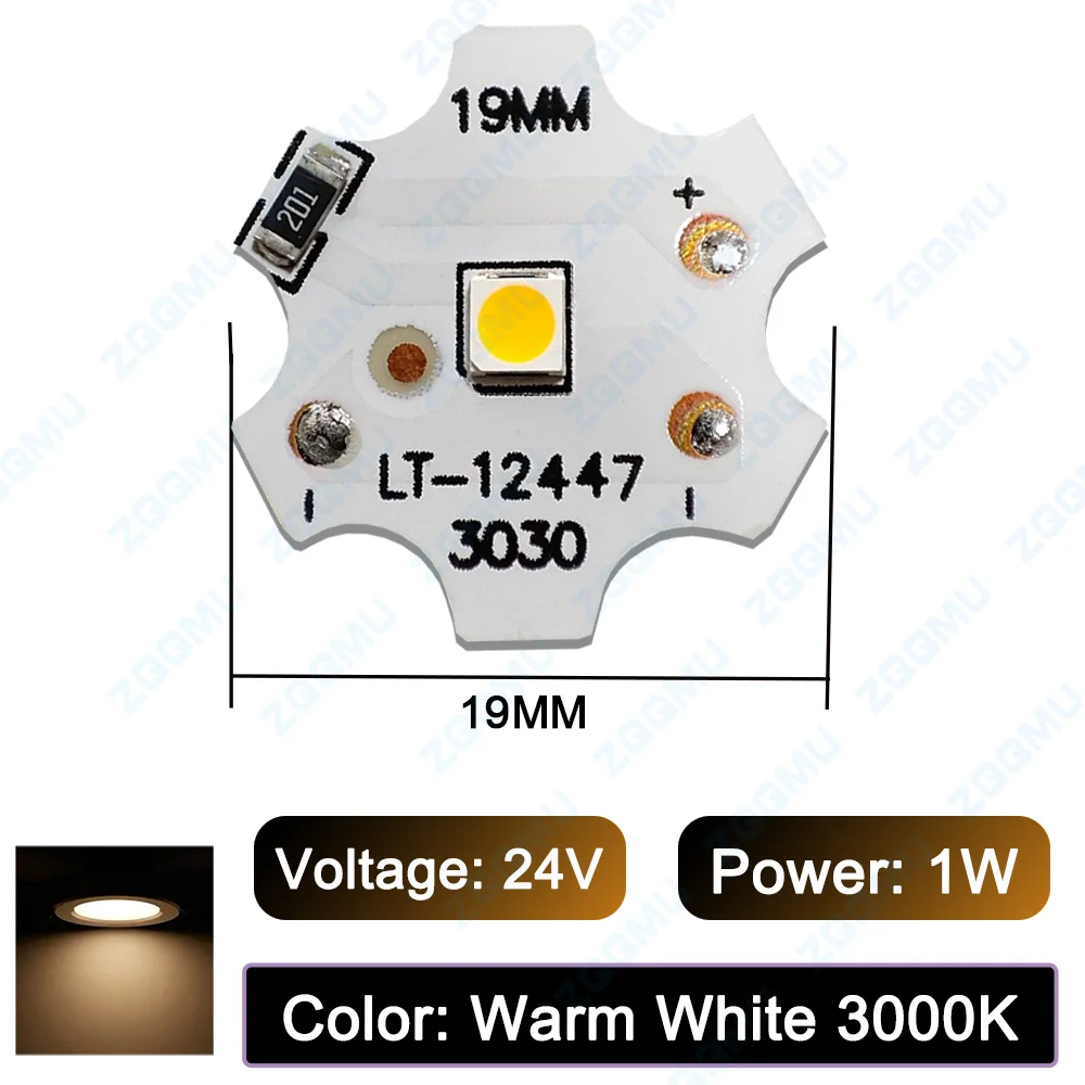 DC24V Low Voltage LED Chip 1W 15W 3W 5W SMD Light Source Board White Warm White 19mm 23mm for DIY Lighting Strip Module