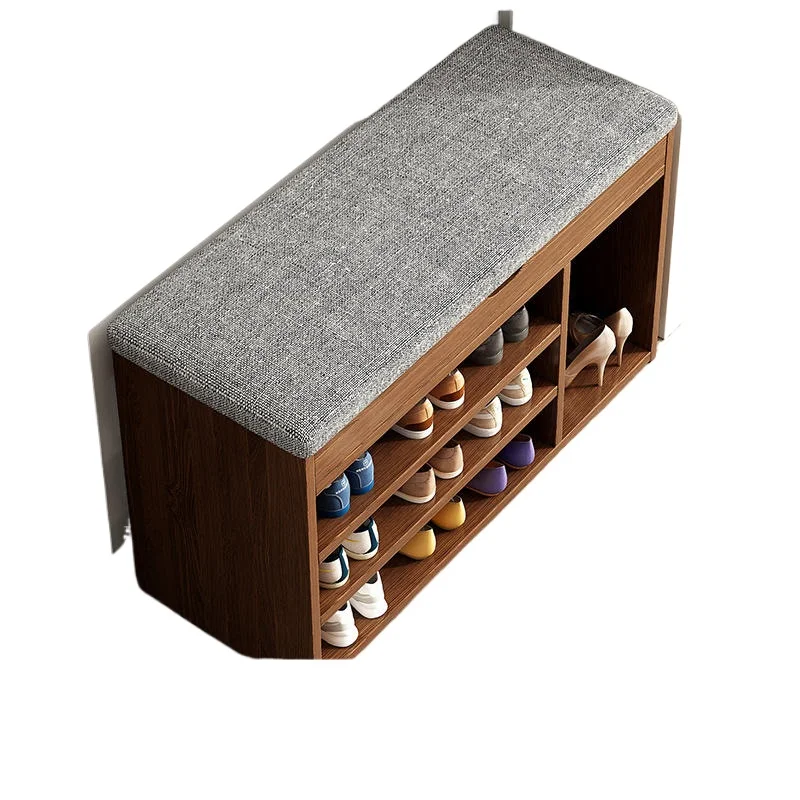 

Shoe Bench for Home Use Minimalist Multi-Tier Indoor Dustproof Upholstered Seating Storage Organizer Small Entryway Shoe