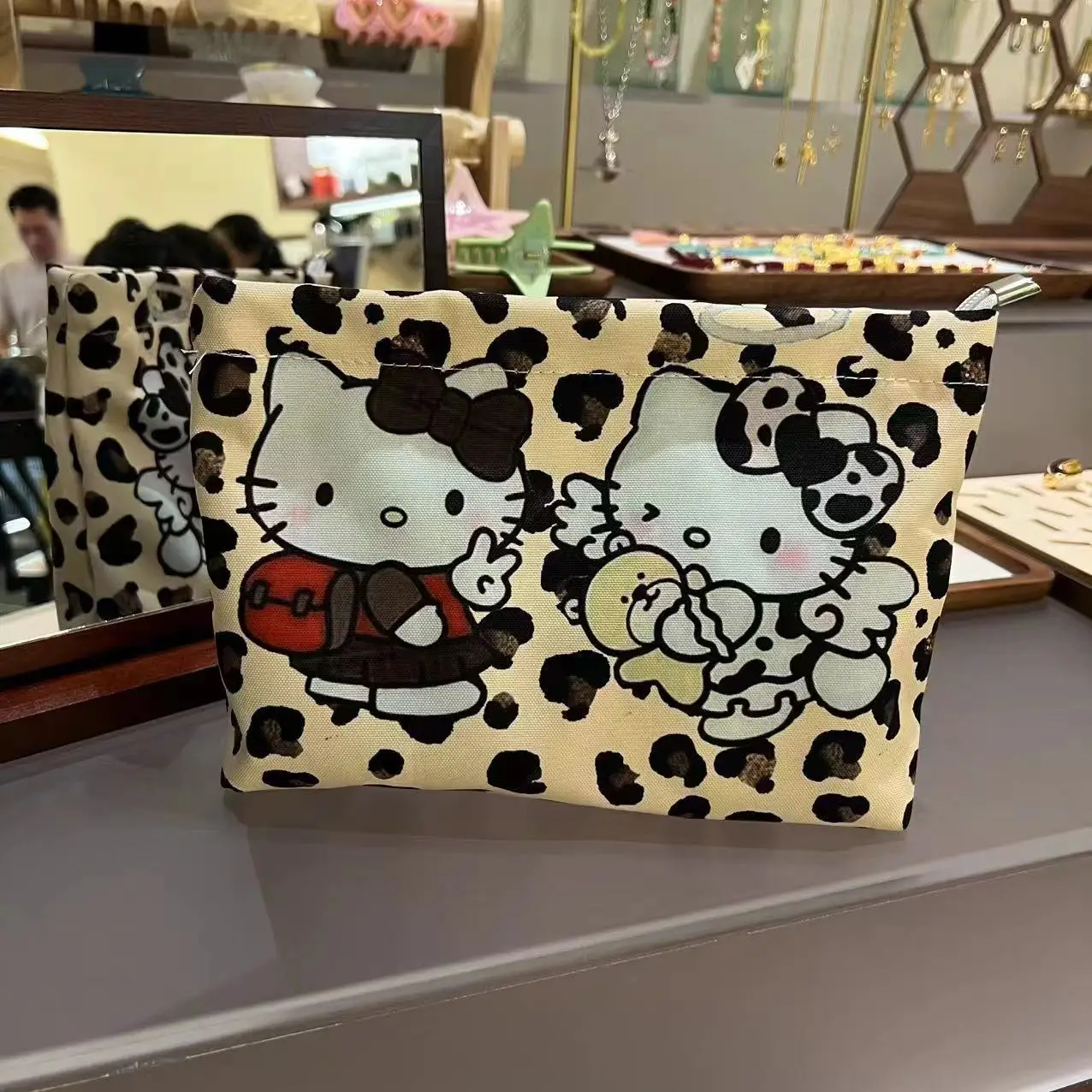 Trendy Hello Kitty Kawaii Handbag Cartoon Makeup Bag Anime Cow Academy Portable Storage Bag Travel Girl Toy Gift Surprise