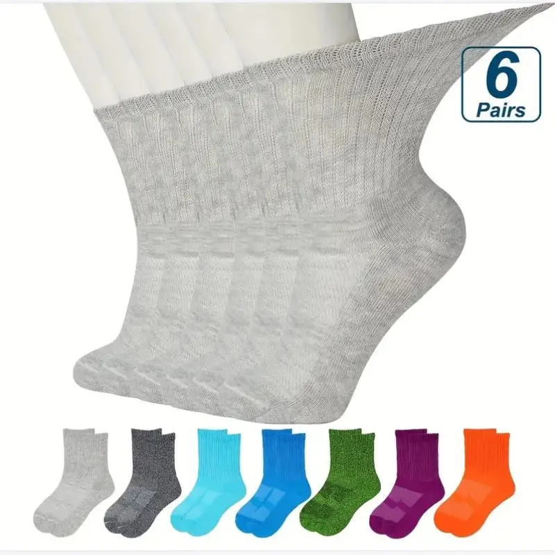 Diabetic Crew Socks Non-Binding Loose Fit For Women & Men Soft Cushioned Sole Moisture Wicking