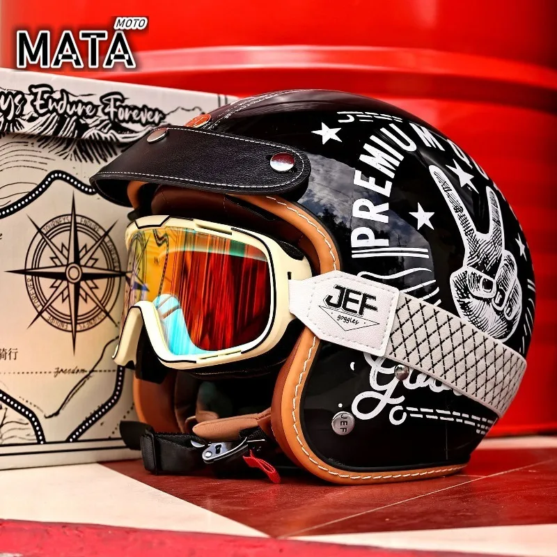 

NEW Retro Helmet Colorful Beige Graffiti，Motorcycle 3/4 Helmet Unisex Four-season Riding pedals, capacetes de moto