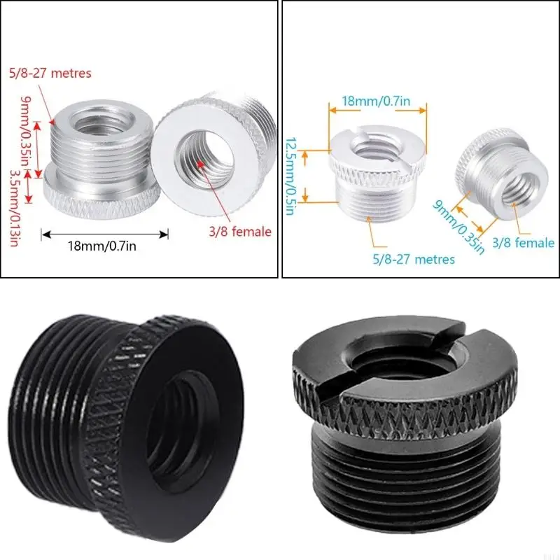 R91A โลหะไมโครโฟนขาตั้งสกรูแปลง 3/8 หญิงถึง 5/8 ชายสกรูอะแดปเตอร์
