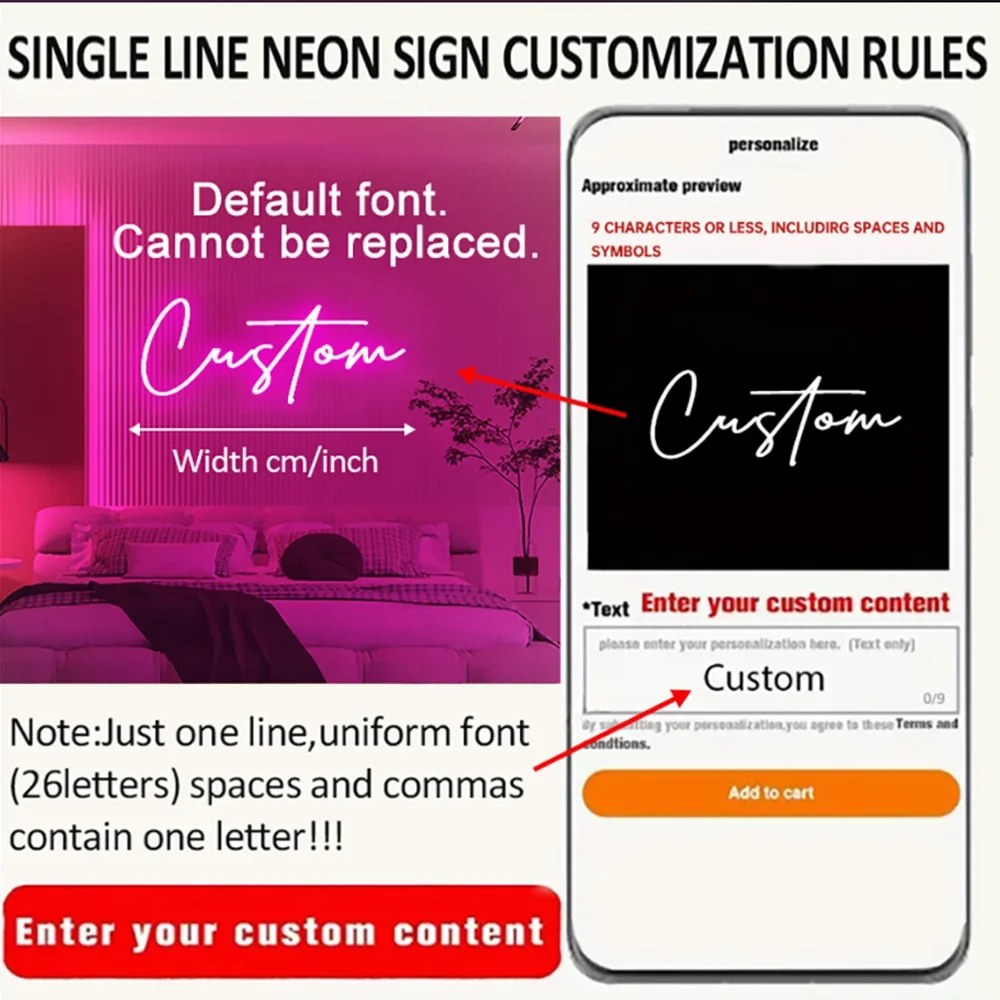 Letrero de neón LED personalizado, decoración de pared personalizada para dormitorio, fiesta, boda, cumpleaños, regalo perfecto de Navidad y Año Nuevo, LED personalizado