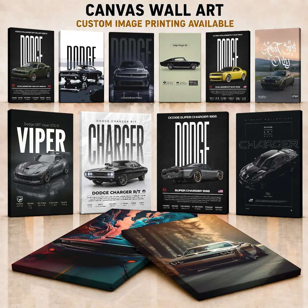Dodge Canvas Print Poster Customized Photo Luxury Performance Aesthetic Canvas Wall Art For Bedroom Ideal As Housewarming Gift