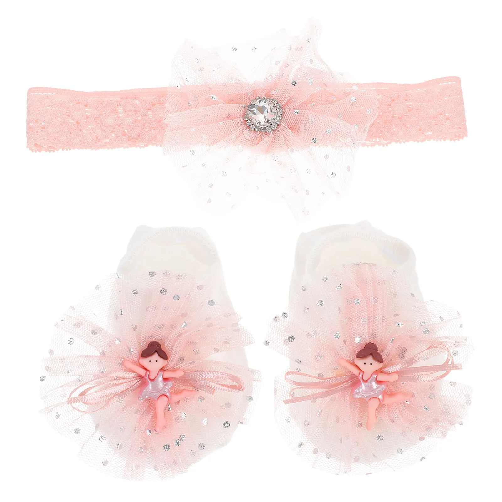 1Set Kids Sock Hairband Set Fine Workmanship Baby Gauze Socks Hairband Combo Unique Design Daily Outfit Match Baby Birthday Gift