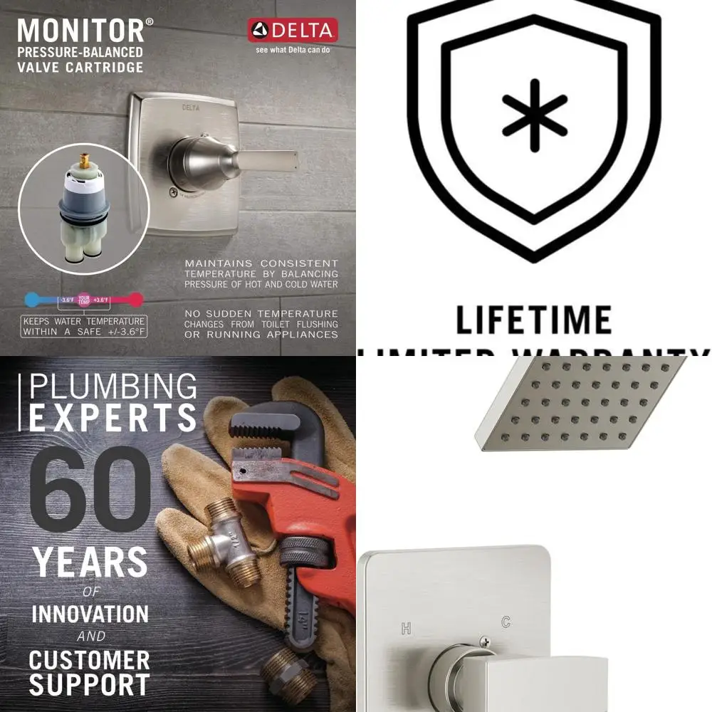 

Modern 14 Series Shower Faucet Set with Brushed Nickel Head and Handle, Stainless Steel Trim Kit, T14267-SS-PP (Valve Sold Separ