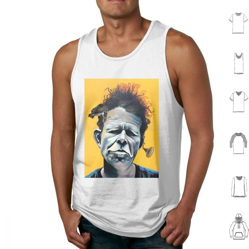 Hes Big In Japan Tank Tops Print Cotton Jade King Quirky Surreal Semisurreal Cheeky Adelaide Australian Portrait