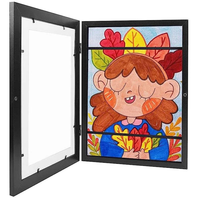 Open Frames For Children's Drawings, Fillable Art Frames For Children, Max A4 Art Frames, Black, Pack Of 2