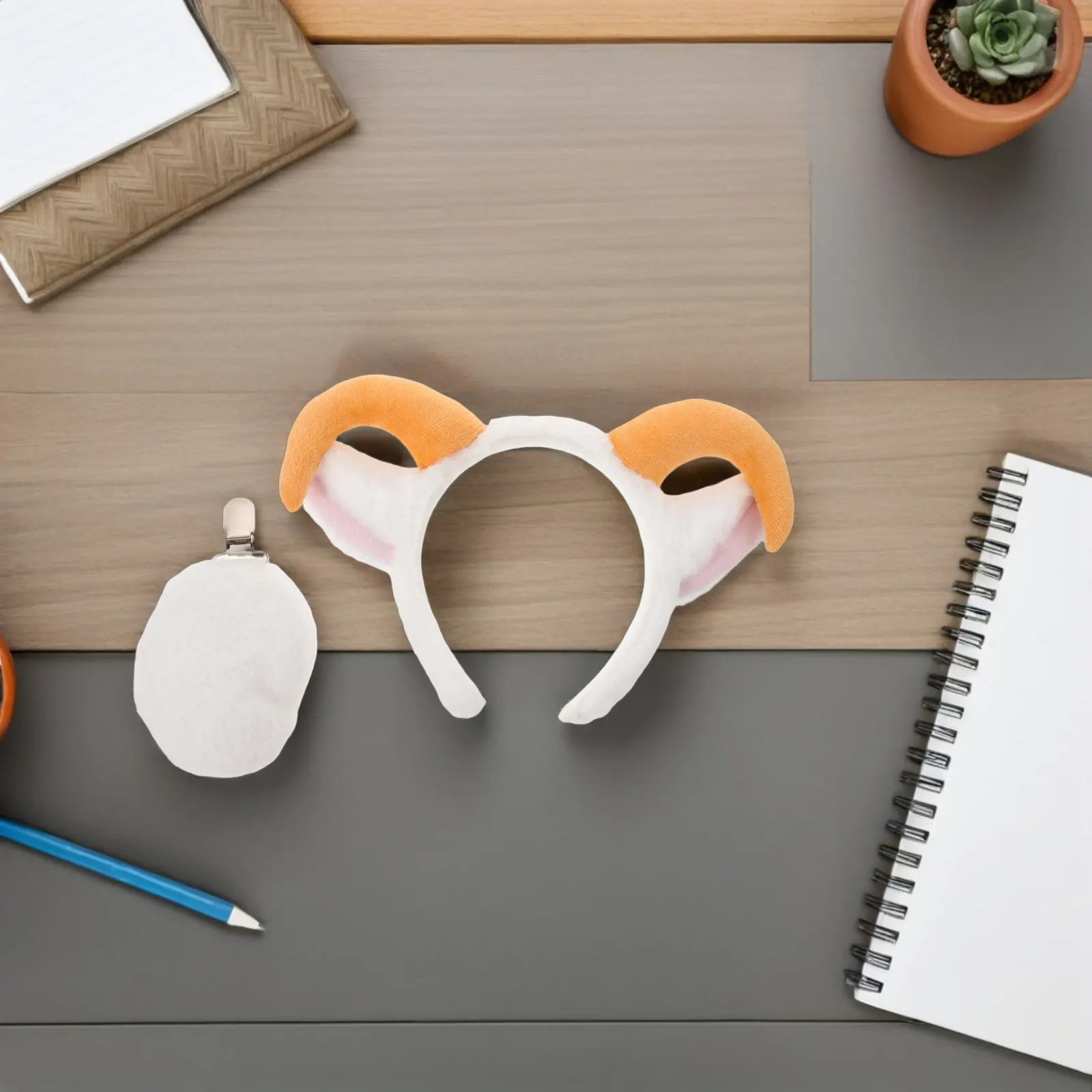 Conjunto de Acessórios de Orelhas de Cordeiro com Tiara e Cauda para Fantasia de Animal, Adereço de Ovelha Fofo para Mulheres, Homens, Crianças, Festas e Fazendas