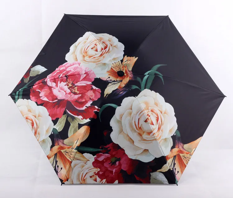 

Manual Beautiful Flower Printed Umbrella Rain Mini 2023 Summer Light UV Folding Pocket Flower Print Small Sombrilla Paraguas