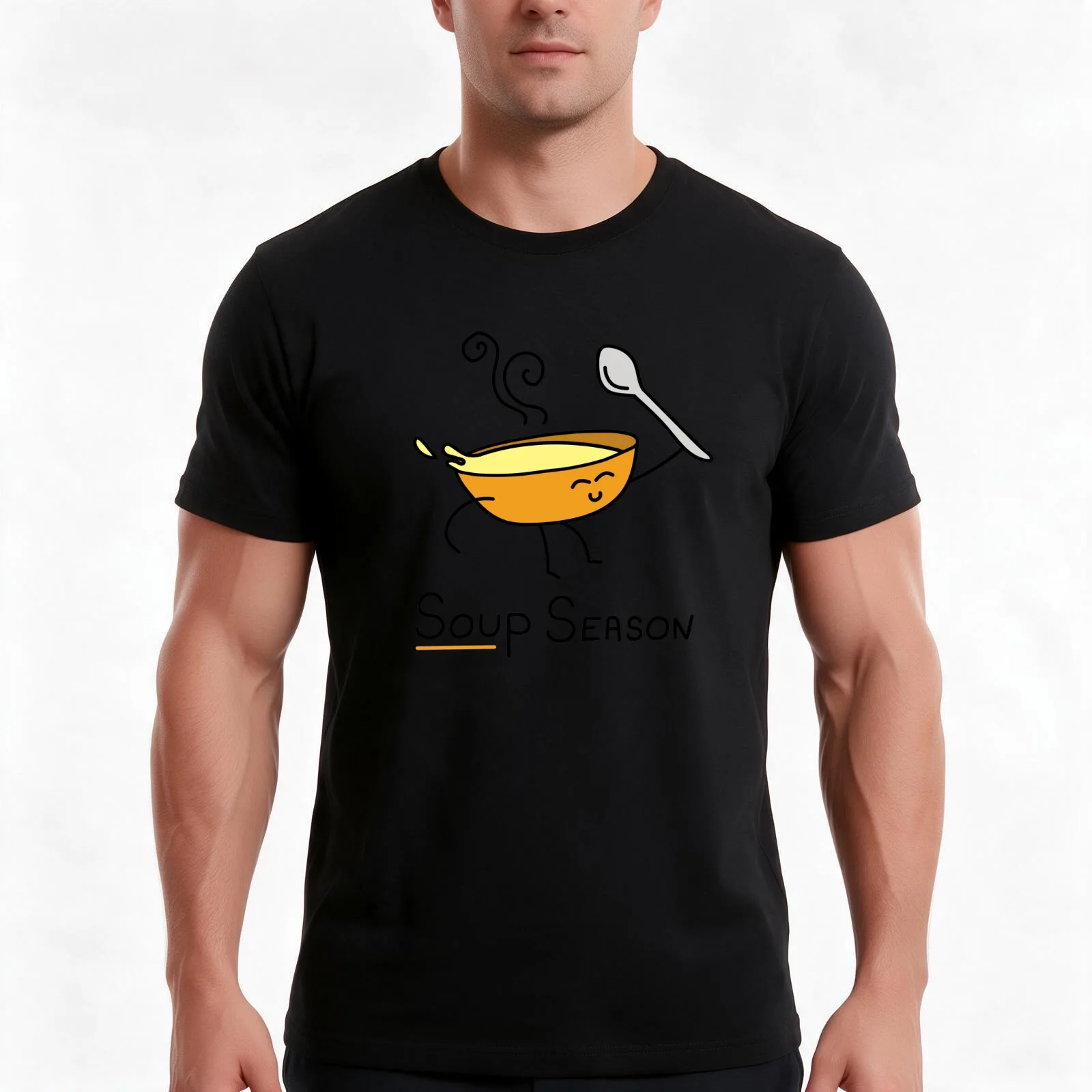 Soup Season T-Shirt, Summer Casual Cotton Tee, Oversized Streetwear Tops, Vintage Graphic Print, Loose Fit Short Sleeve