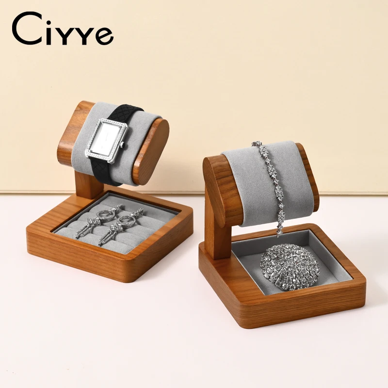

Ciyye Solid wood Watch Display Rack Microfiber Watch Organizer Watch Display Stand Counterdisplay Window Jewelry Display Props