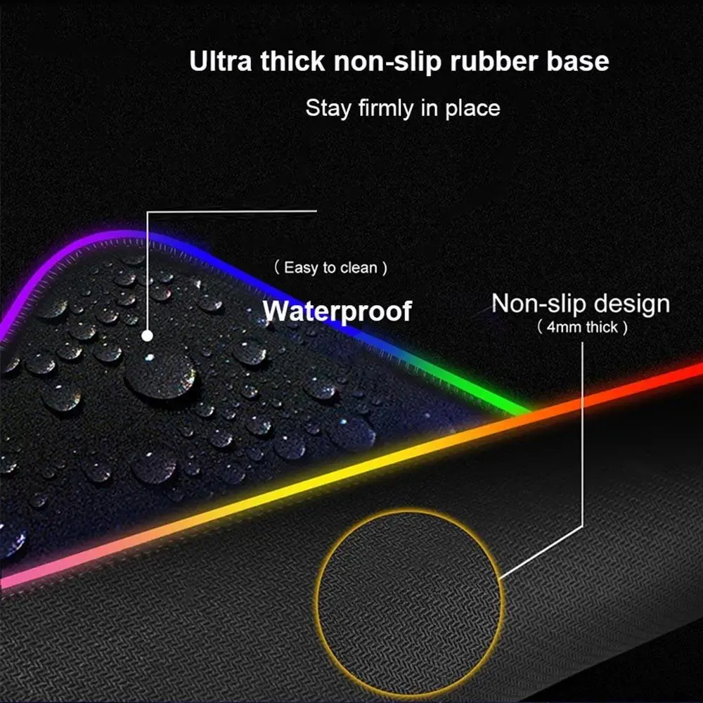 Imagem -02 - Iguro Obanai-rgb Mouse Pad para Gamer Led Mousepad Protetor de Mesa Tapete Teclado para Laptops Gaming Anime Mats