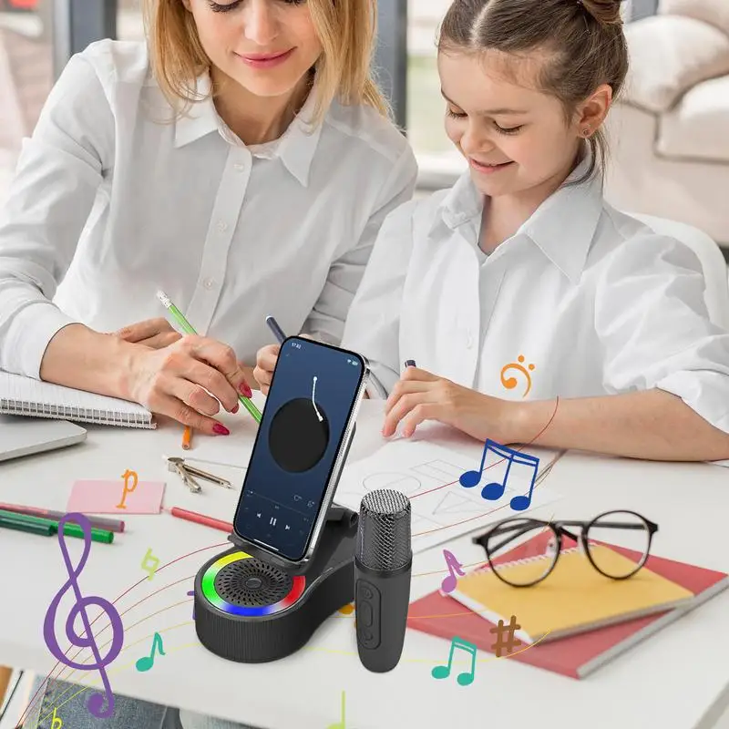 

Phone Speaker Stand Charging Speaker Stand LED Lights Cool Tech Gadgets For Shower Car Desk Party Camping Workplace Travel