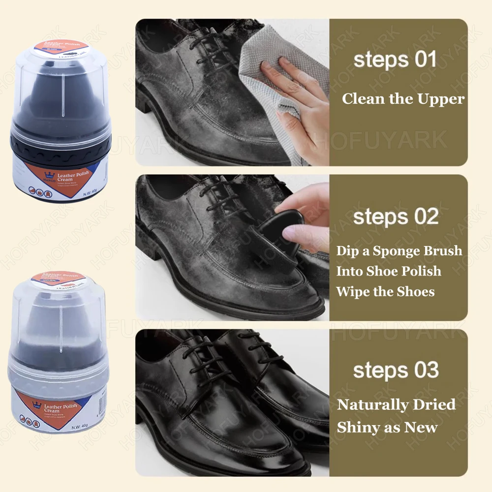 Leather Shoes Care Kit with Sponge Shoe Brush Shoe Cleaning Kit including Shoe Polish Cream for Leather Shoes Bags Maintenance