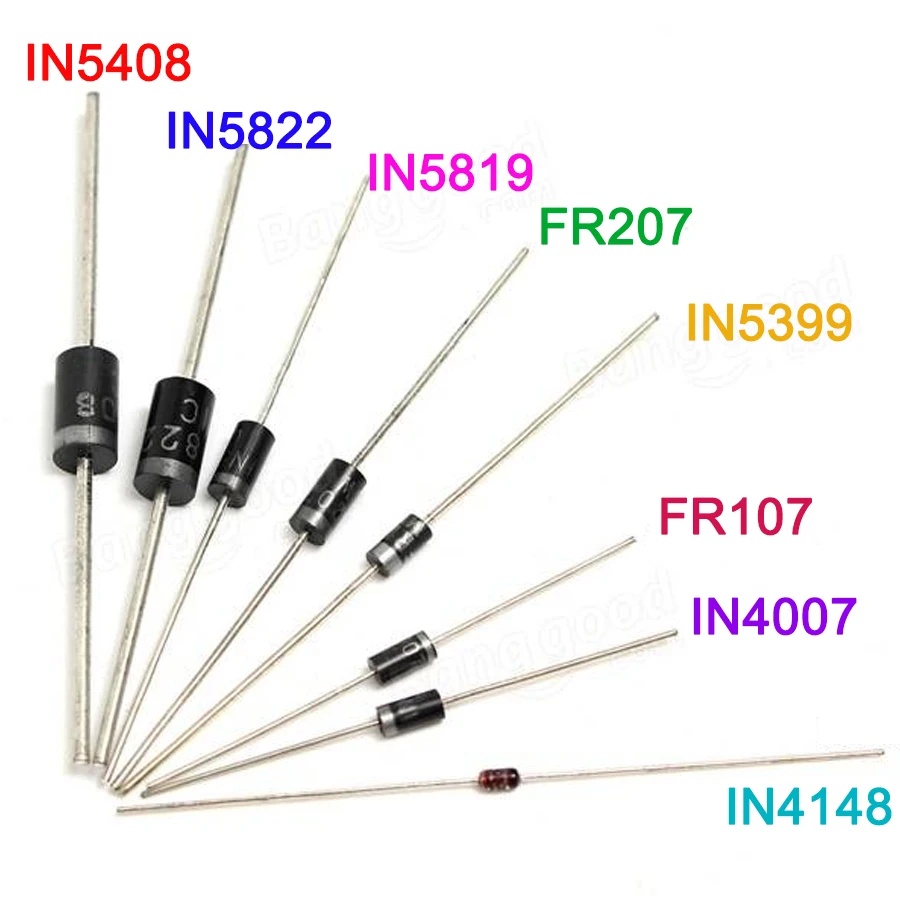 100pcs/lot Rectifier Diode Set Pack 1N4148 1N4007 1N5819 1N5399 1N5408 1N5822 FR107 FR207 Fast Switching Schottky Diode Diy Kit