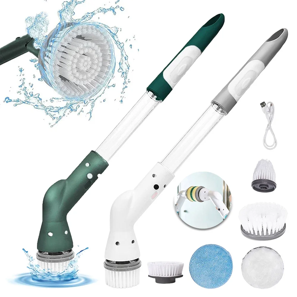 6 IN 1 Electric Cleaning Brush Electric Spin Cleaning Scrubber Electric Cleaning Tools Home Kitchen Bathroom Cleaning Gadgets