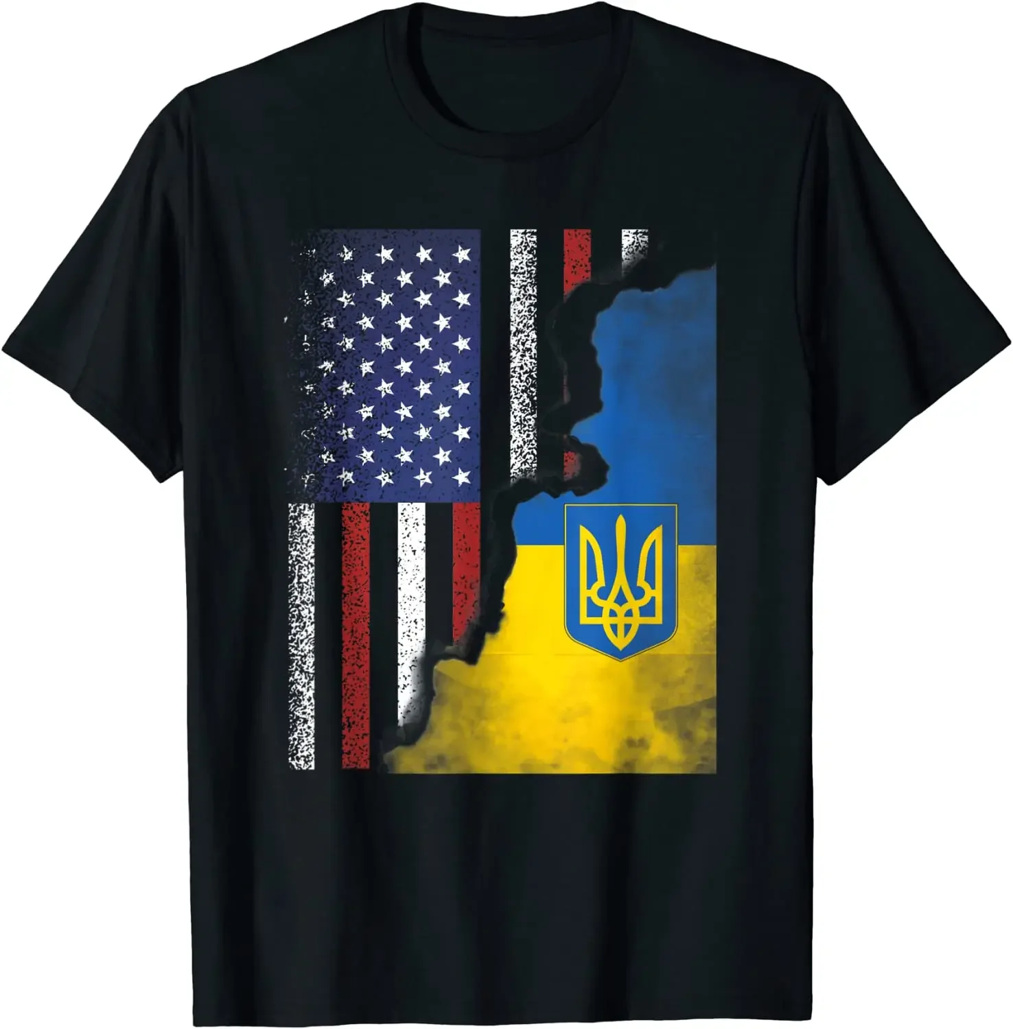 Ukrainian American Flag Ukraine Usa America Roots Men T-Shirt Short Sleeve Casual Cotton O-Neck Summer TShirt