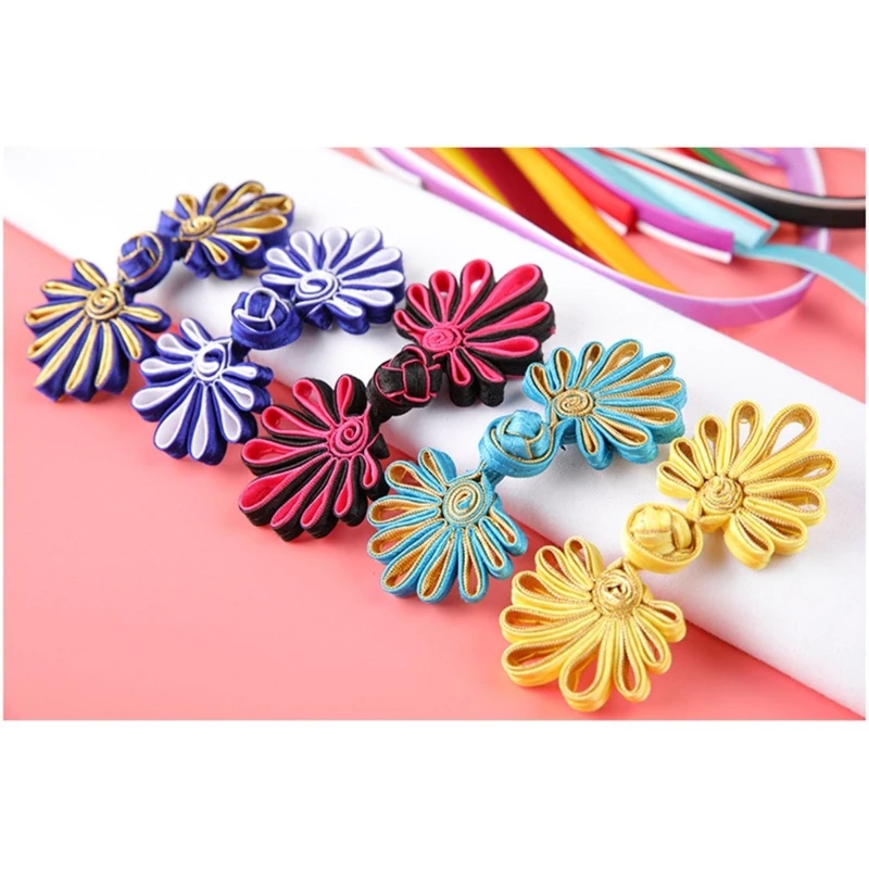 5 Pairs Handmade Cheongsam Sewing Fasteners Chinese Knots Buttons Chinese Closure Sewing Fasteners for Sweater DIY Cloak