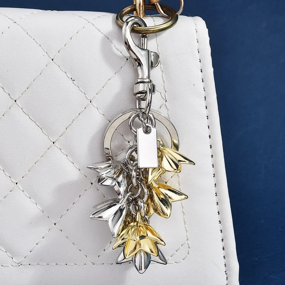 New Exquisite Wind Chime Flower Keychain Creative Alloy Flower Keychain Pendant Pretty Bag Charm Ideal Gifts