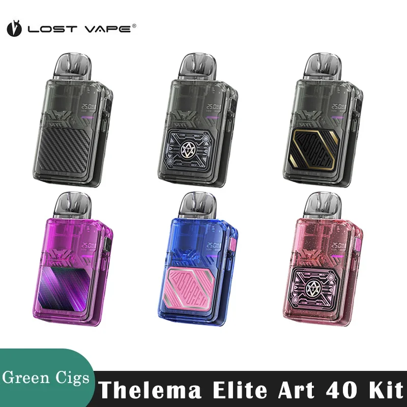 บุหรี่ไฟฟ้าที่หายไปจริง Thelema ชุด40พอดของ Elite Art 40W 1400mAh แบตเตอรี่ mtl/rdl vaping 3ml E PLUS ตลับบุหรี่ไฟฟ้า