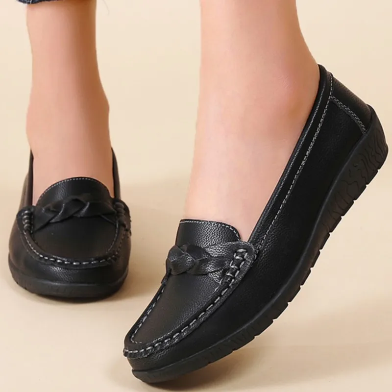 Fashion Echtes Leder Keil Frauen Wohnungen Oxford Schuhe Frau Slip Auf Schuhe Frauen Mokassins Weiche Tenis Feminino Plus Größe