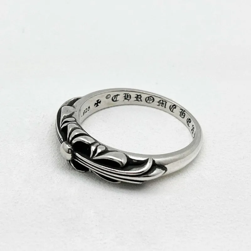 S925 Sterling Silver Hip-hop Retro Guardian Small Ring, Scout Flower Ring, Domineering Classic Style