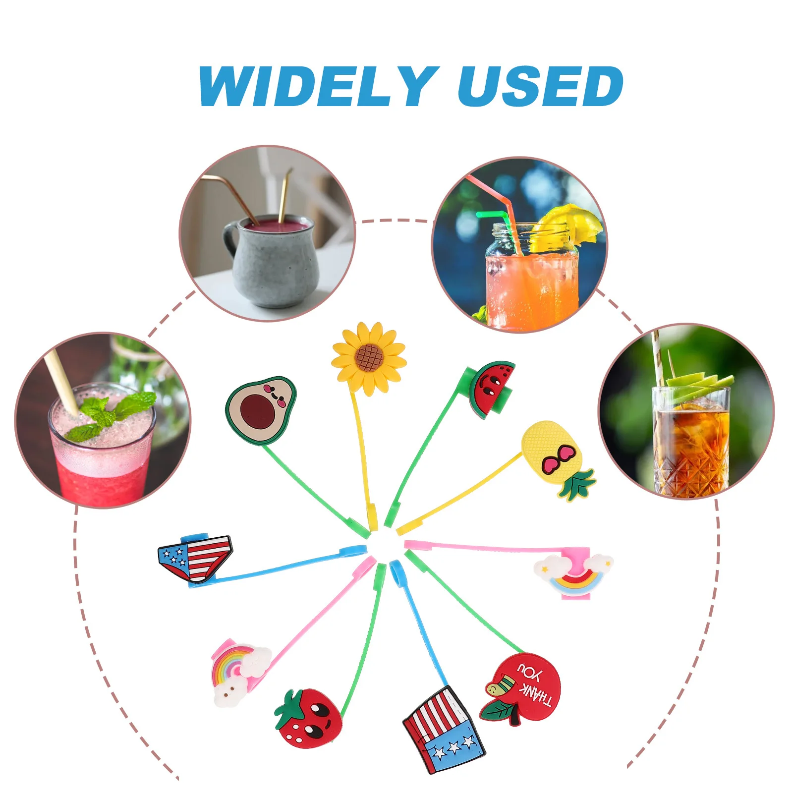 

10 шт., силиконовые чехлы для соломинки Kawaii, мягкий на ощупь материал премиум-класса, предотвращающий грязь, соломинка, чистый, легкий, портативный дизайн