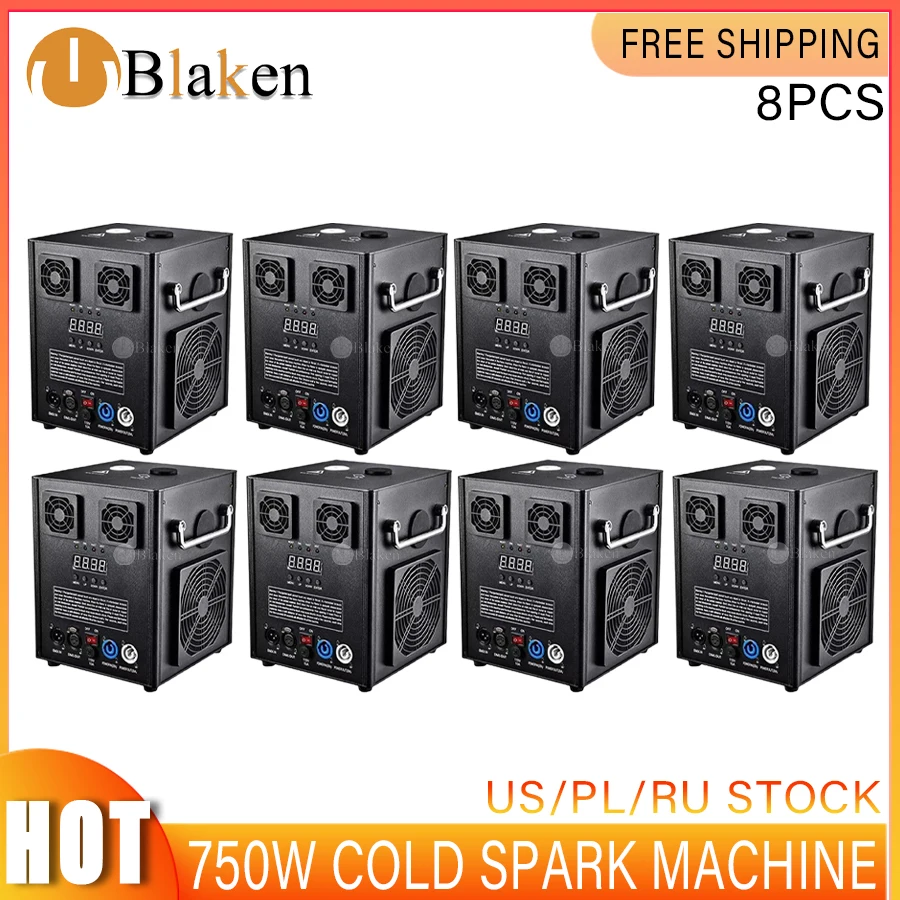 8Pcs 750W Cold Sparkler Fountain Machine DMX Remote Control Wedding Effect Machine Dj Bar Disco Wedding Party Ti Spark Powder