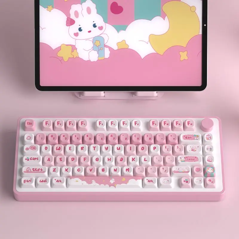 Snack Bunny Themed 138 Keys Keycaps MOT Profile Dye Sublimation PBT Keycap for Gateron Cherry MX Switches Mechanical Keyboard