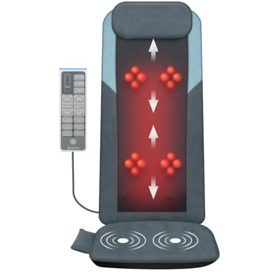 

Массажер для спины Шиацу с подогревом, двойным мотором, 3D-роликами, длинной массажной дорожкой, глубоким разминанием тканей, складная массажная накладка на кресло с регулировкой