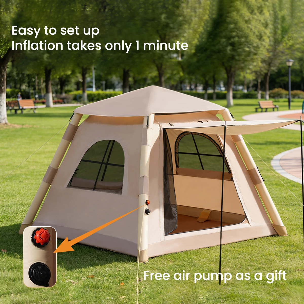 Automatic Inflatable Person Camping Tent, Fast Assembly Within 1 Minute, 400D Oxford Fabric, Multi Outdoor Shelter