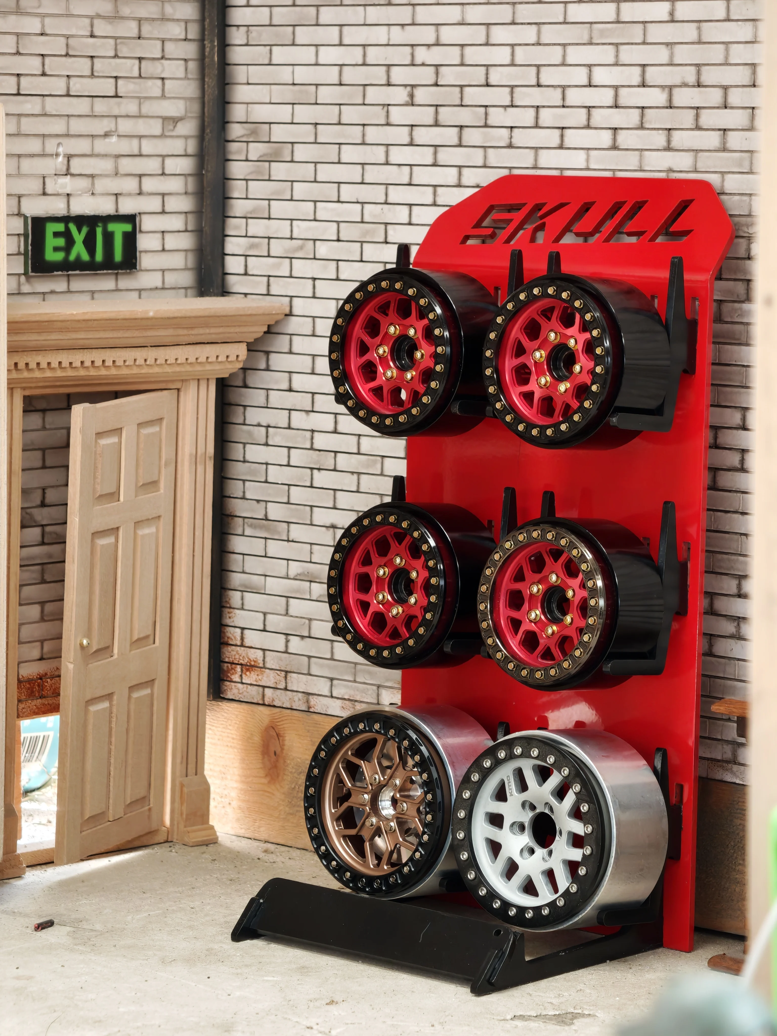 【SKULL】1/10 & 1/8 Scale Climbing Vehicles Accessories, 1.9&2.2  Wheel Hubs & Axle Display Stand for VP RC4WD TRX4, Axial SCX10