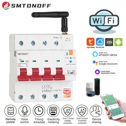 Tuya Smart WiFi RS485 4P  MCB Breaker Prepaid Meter Timer Switch Voltage Current Protector Voice Control Alexa Google Alice