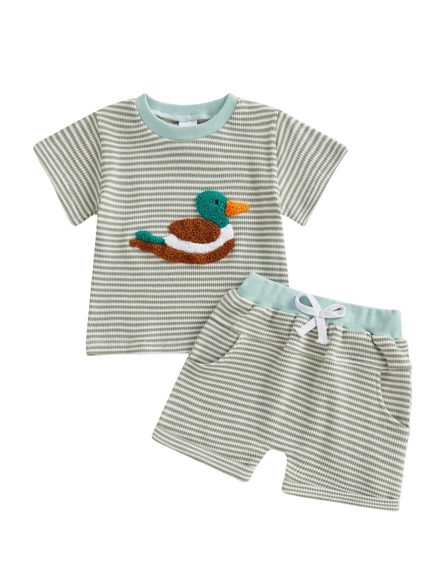 طقم رومبير للفتيات الصغيرات الرضع مطبوع عليه زهور مكشكش بدون أكمام وسروال قصير مكون من قطعتين من مزيج القطن