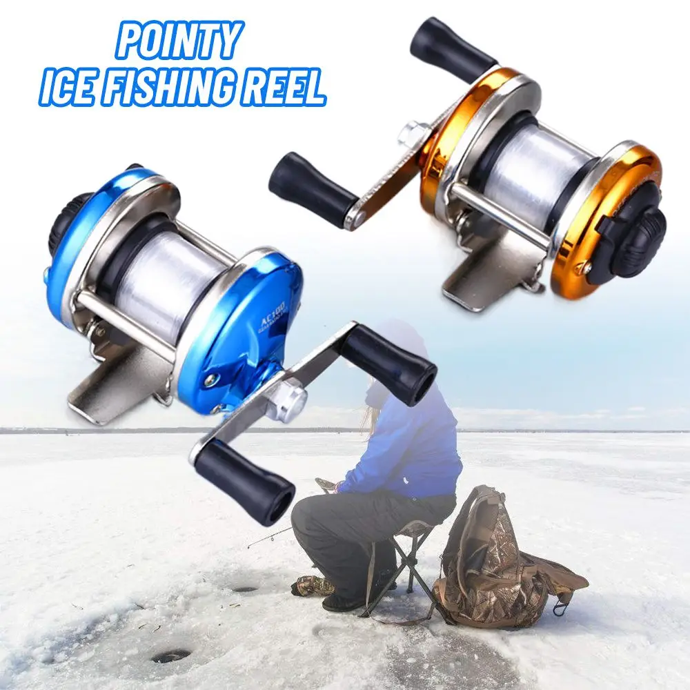 High Quality Ice Fishing Reel Gold Blue Pen Rod Wheel Left And Right Hand Small Wheel Strip Line Lateral Wheel Fishing Gear