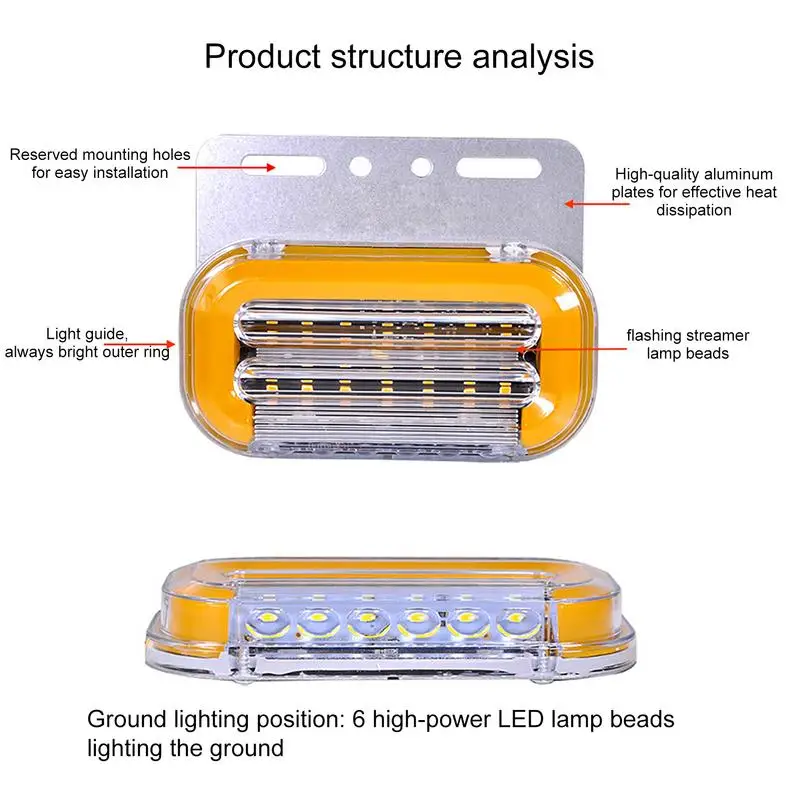 LED Trailer Tail Lights Multipurpose LED Trailer Side Lights Turn-Signal Brake Trailer Lights Energy-Saving Turn Signal Light