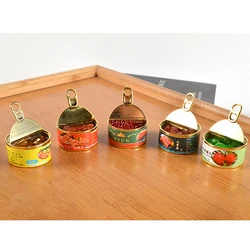 Mini casa de muñecas de simulación de Caviar, fruta enlatada, ternera, pescado, comida enlatada, modelo de cocina, latas de tapa abierta, decoración en miniatura de casa de muñecas, 1 Juego