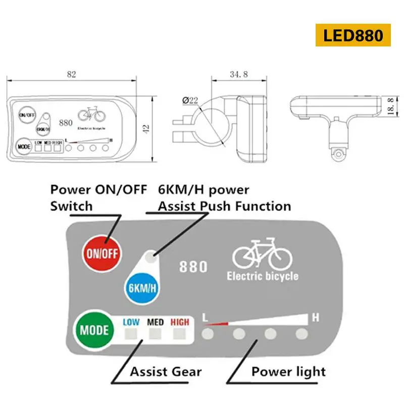 KT LCD3 LCD5 LCD8 LED880 Display 24V 36V 48V 60V 72V  Waterproof SM Plug  For Electric Bike KT Controller Parts e-Bike Accessori