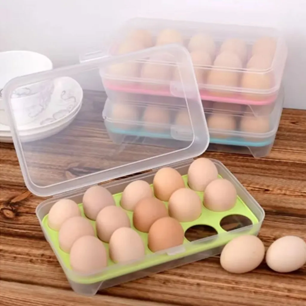 

1pc 15 Cell Egg Carton PP Cases Refrigerator Cases Practical Multifunctional Wild Storage Holder Container Egg Food Crisper Tool