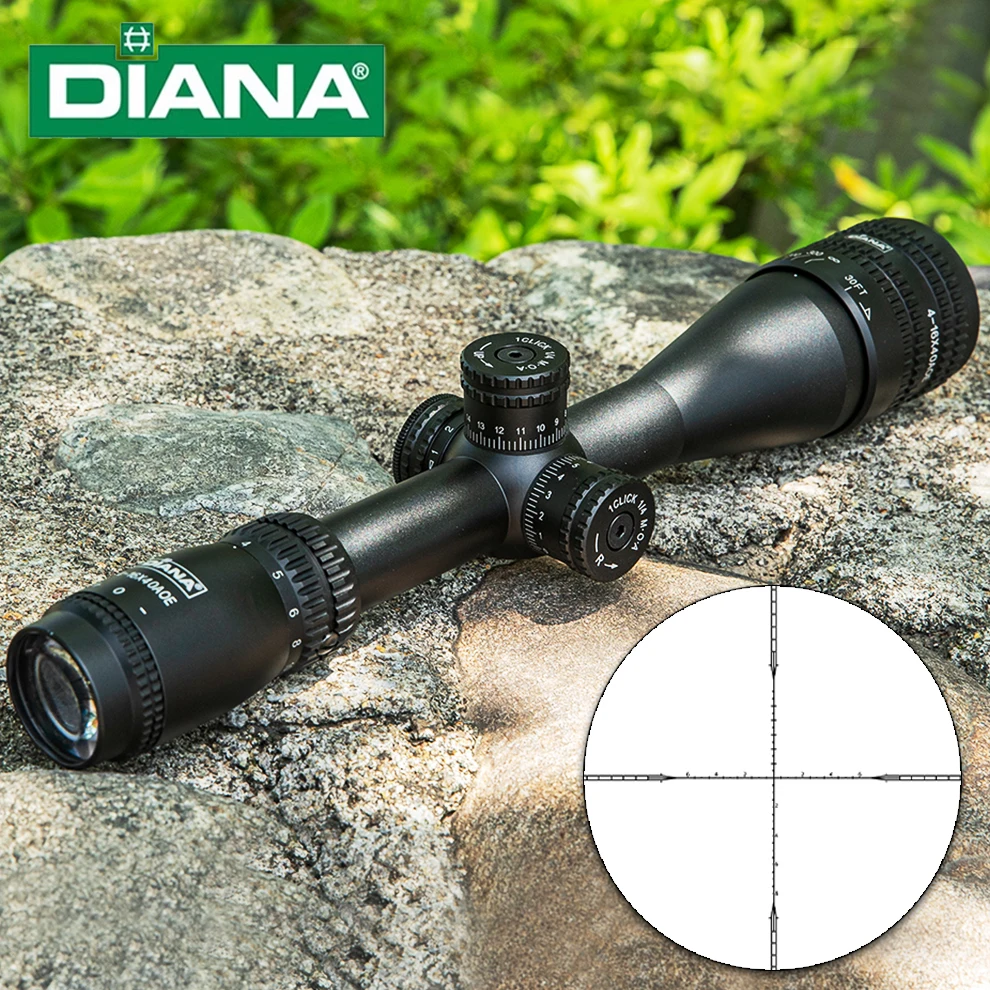 DIANA 4-16x40 AOE Optical Sight, Red & Green Illuminated Scope, Adjustable Objective Lens US