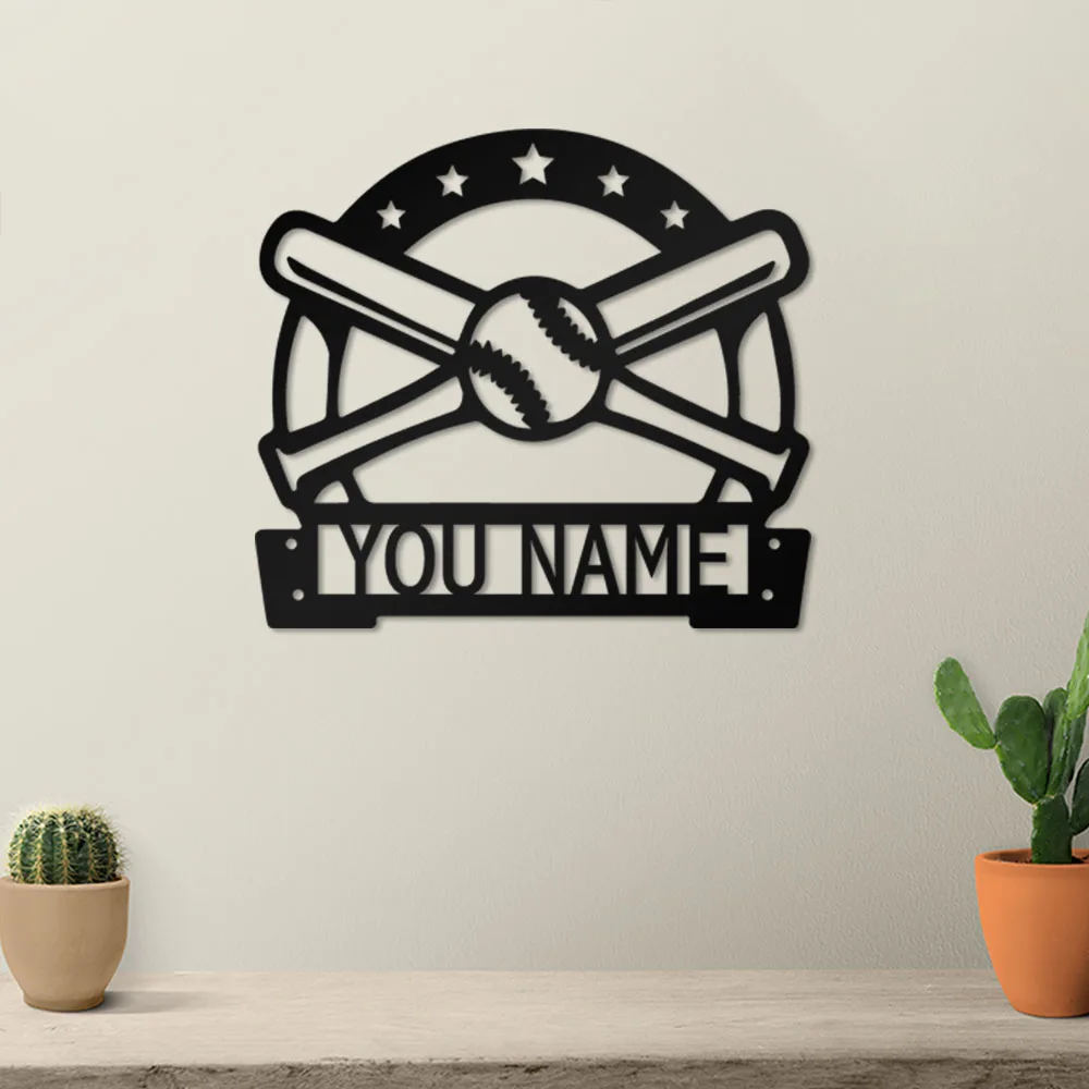 1pc hot day baseball Customized Name Metal Wall Signs Iron Plate Signs  For Kids Room Living Room Home gym Decor