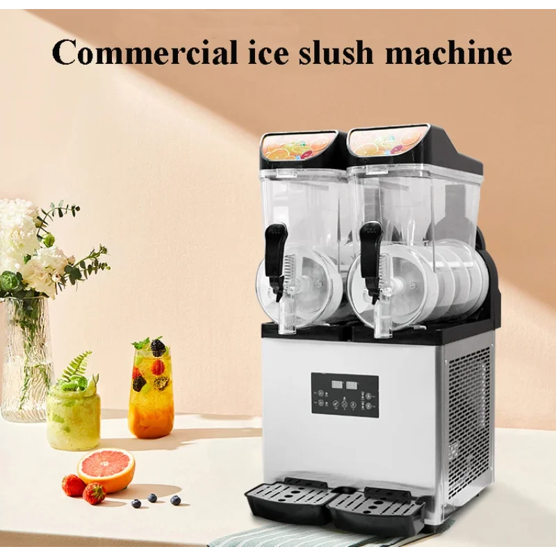 Slushy Machine 30L Double Tank Frozen Drink Machine 1000W Stainless Steel  Wine Slush Smoothies Maker