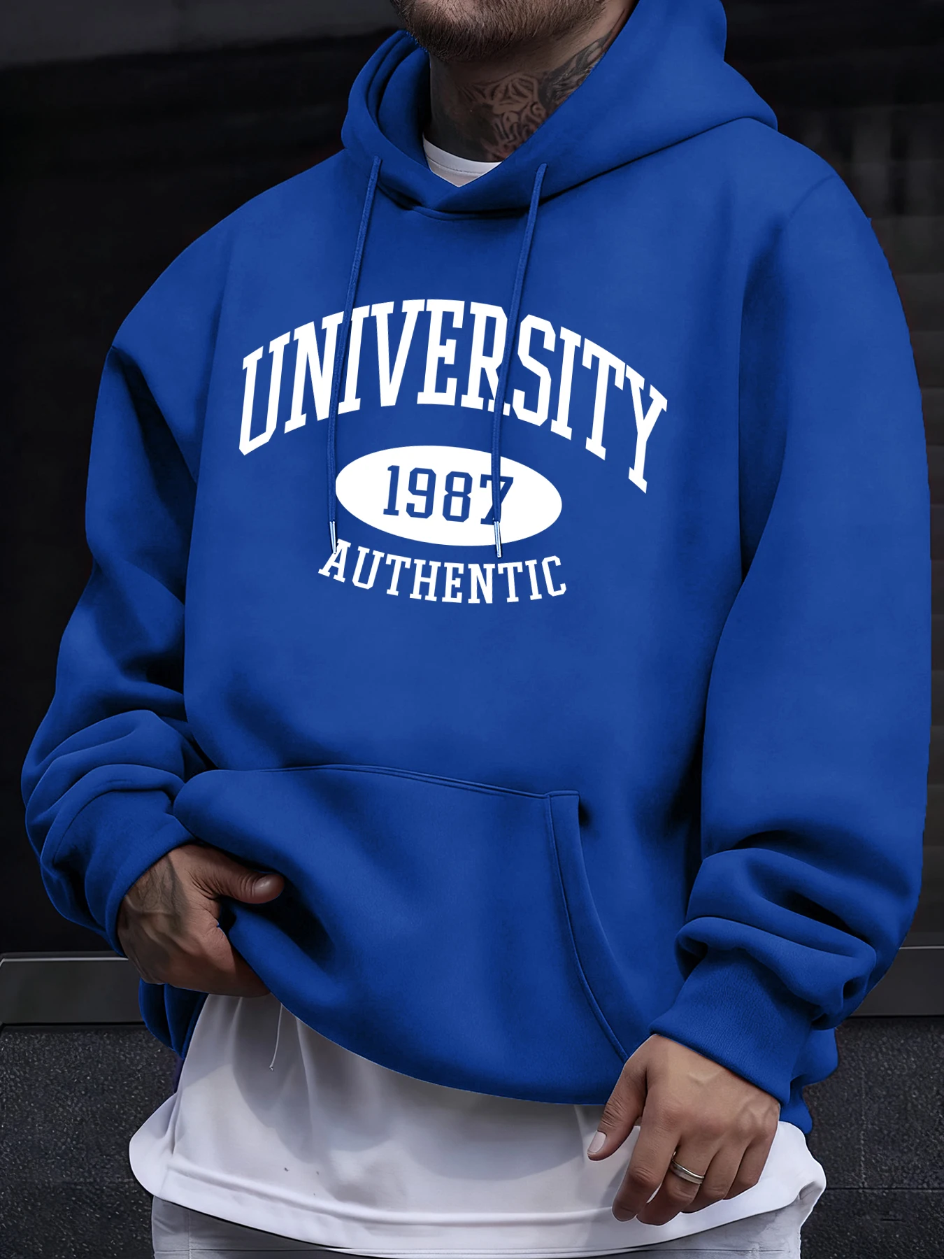 University 1987 Authentic Printing Man Sweatshirt Trendy Loose Pullover Warm Fleece All-Match Long Sleeve Unisex Autumn Hoodies