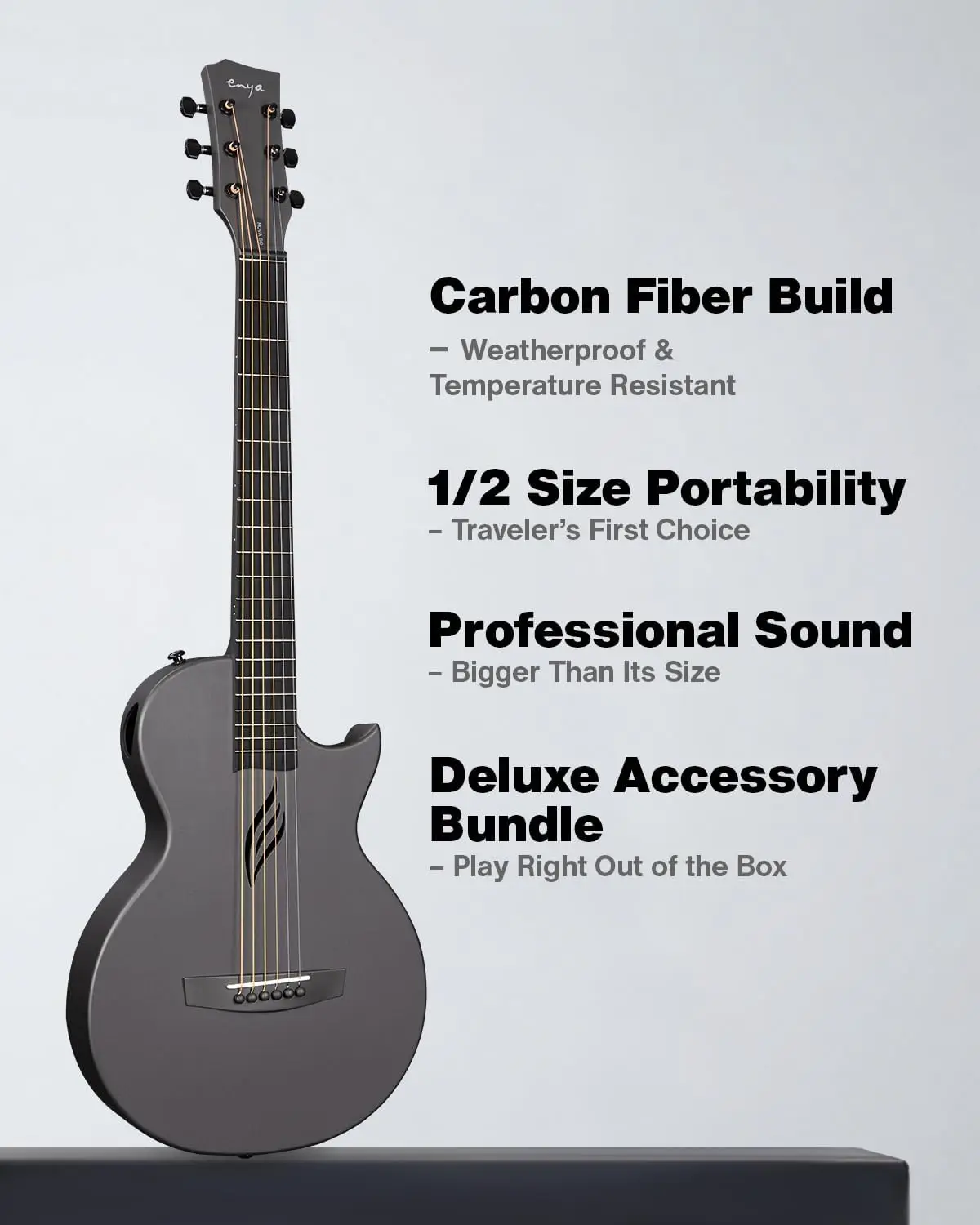 Enya nova go guitarra acústica de fibra de carbono um corpo 35