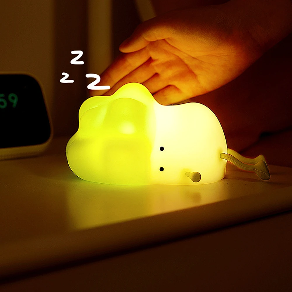 LED Cute Cabbage Night Light Touch Sensor Timing Lamp Children Gifts Home Bedside Table Bedroom Soft Silicone Patting Night Lamp