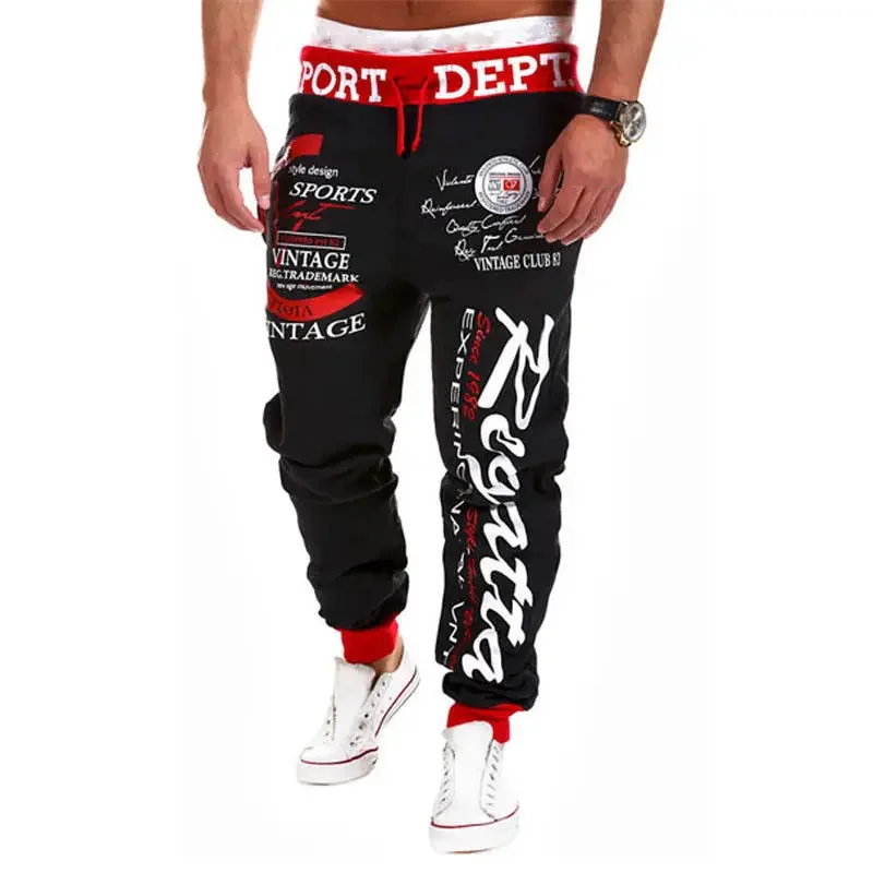 Heren Hiphop Casual Joggingbroek Brief Print Sport Gym Fitness Slim Fit Baggy Broek Sportkleding Joggingbroek Jogger Trainingspak