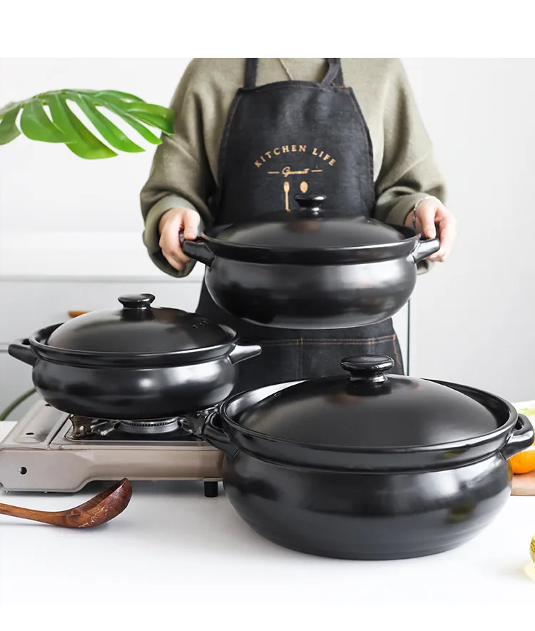 Heat Resistant Ceramic Casserole Durable Clay Pot for Gas Stove Home Restaurant Use Various Sizes 1.5L to 8L