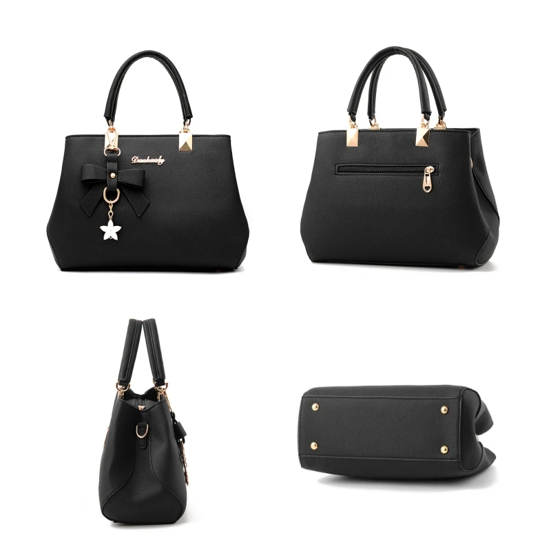 Fashion Solid Color With Bow One Shoulder Bag Portable Bandolera Casual Satchel Large Capacity Cross-body Handbag For Women image 3
