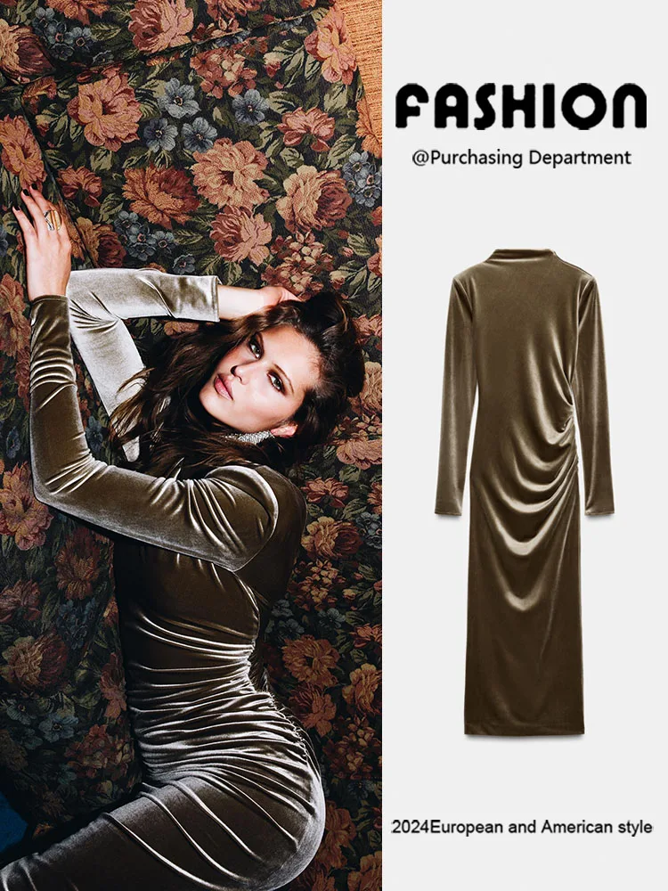 

Новый зимний женский костюм 2025 года: элегантный, облегающий, из вельвета, с плиссировкой и подплечниками, в китайском этническом стиле, для выступлений, 940024...